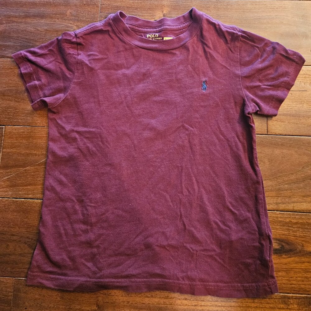 Polo Ralph Lauren Pony T Shirt Boys Size 5 Burgundy Short Sleeve